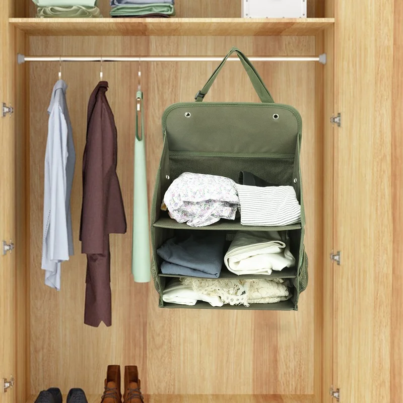 Customized 420D Oxford Behind Doors Cloth Shelf Hanging Collapsible Hanging Closet Three Shelves Crib Bedside Clothes Organizer
