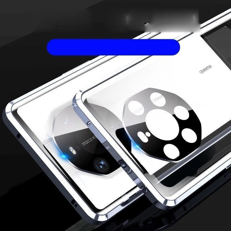 Luxury 360 Full Body Magnetic Aluminum Alloy Double Side Tempered Glass Case with Camera Lens Protection  for Huawei Mate 40 RS