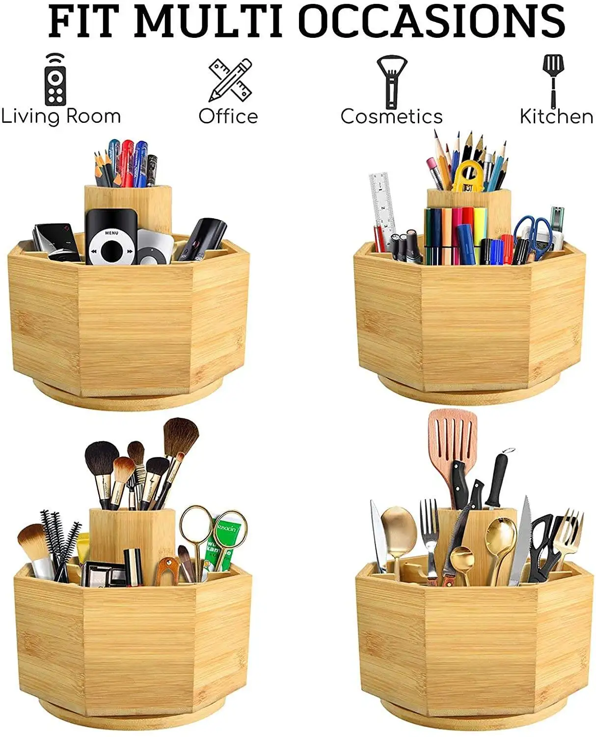 Wholesale Multi Purpose Art Supply Desk Organizer 360 Degree Rotating Pen Holder with 9 Compartments