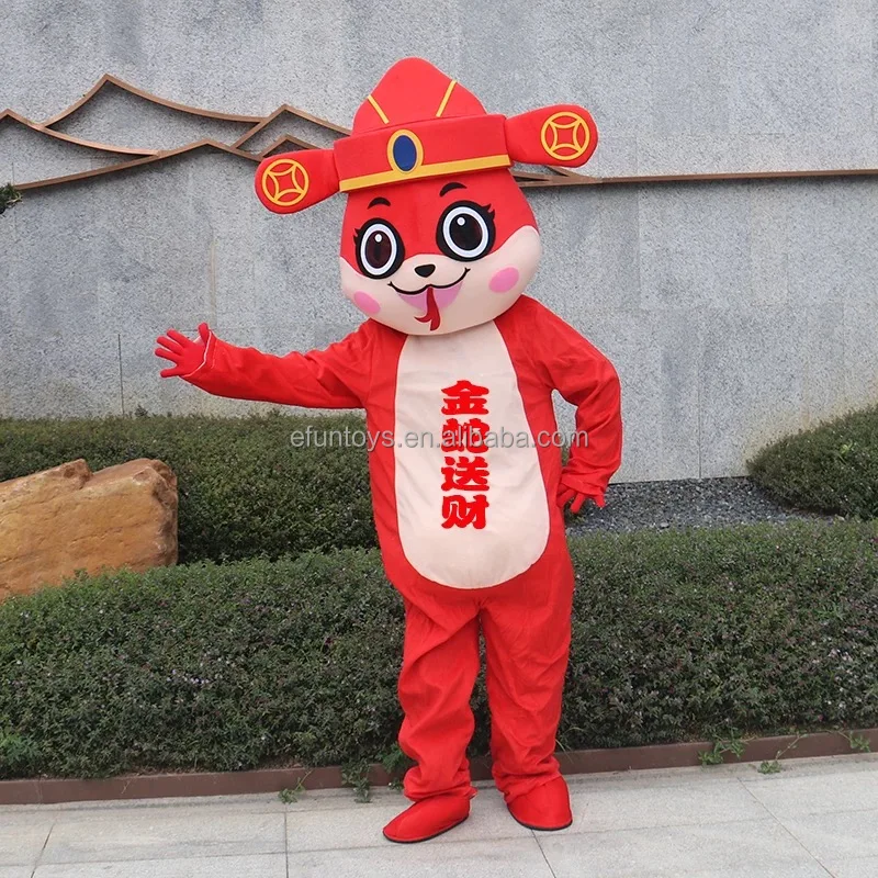 Efun MOQ 1 PC professional Custom God of Wealth snake mascot costume Cosplay Chinese New Year Mascot Costume for sale