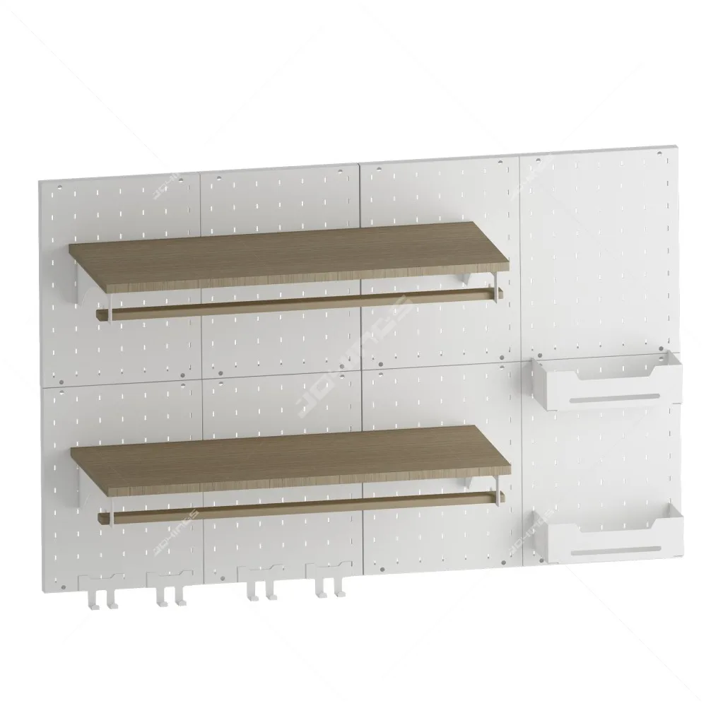 Laundry pegboard storage organizer Balcony pegboard organizer for home metal display pegboard with wood board