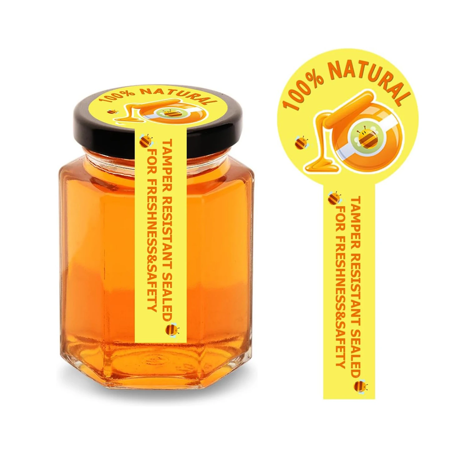Recyclable Custom Food Grade Adhesive Gold Foil Tamper Evident Sticker Bottle Security Labels Food Jar Seal Tamper Proof Sticker