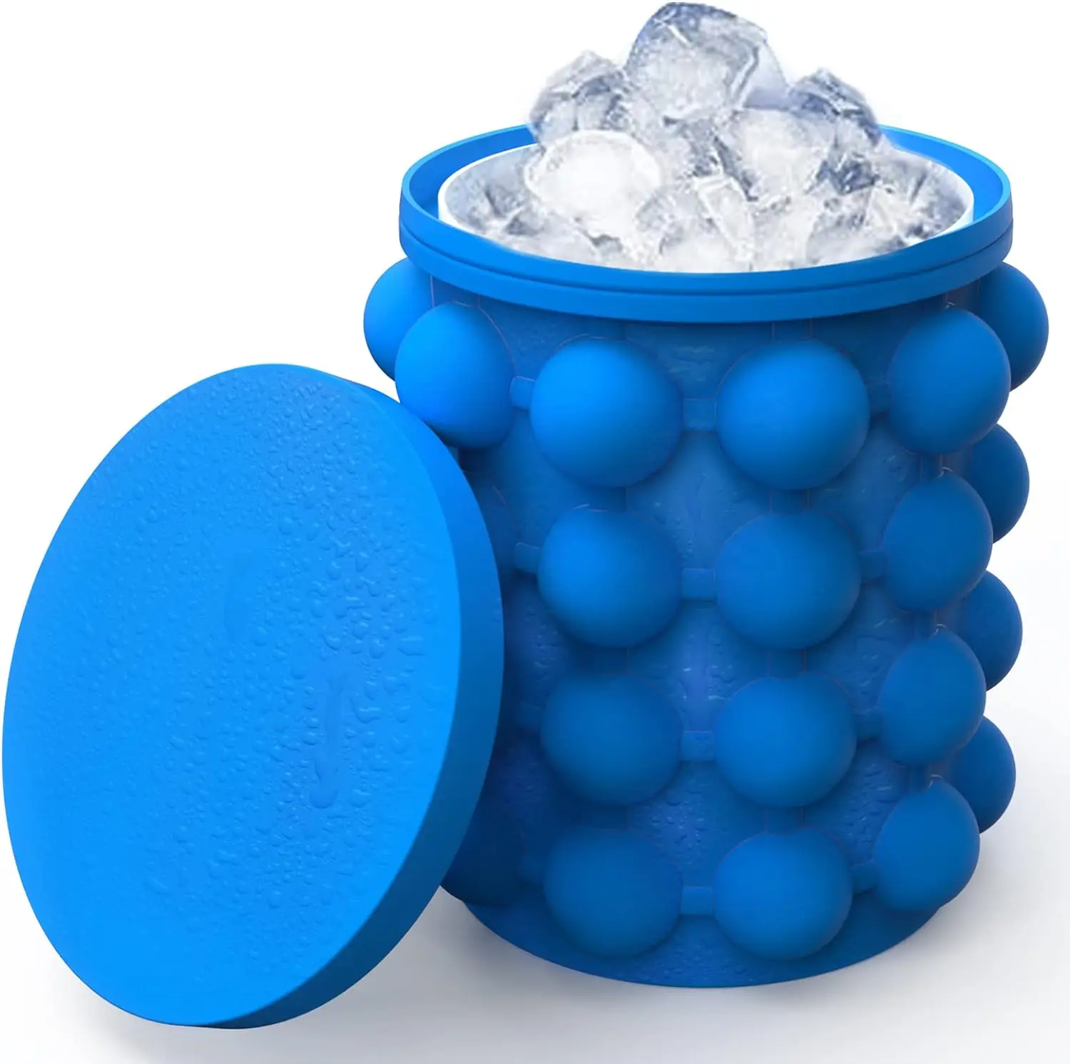 THEONE Portable Custom Bpa Free Silicone Ice Cube Maker Silicon Large 2 in 1 Ice Cube Tray Mold Bucket with Lid