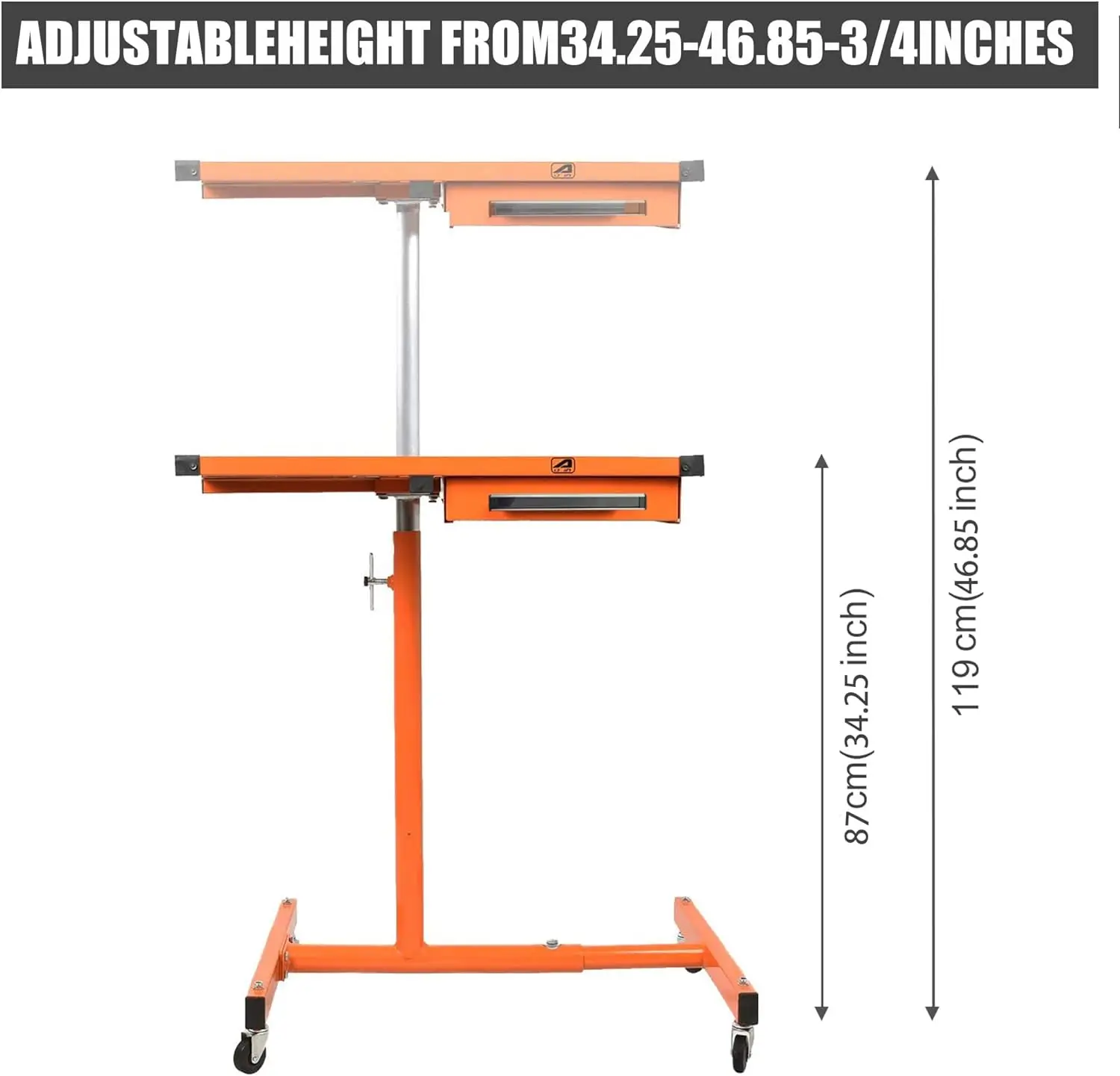 Custom Heavy Duty Adjustable Tear Down Work Table Tool Cart on Wheels with Drawers  Mobile Tool Storage Cart