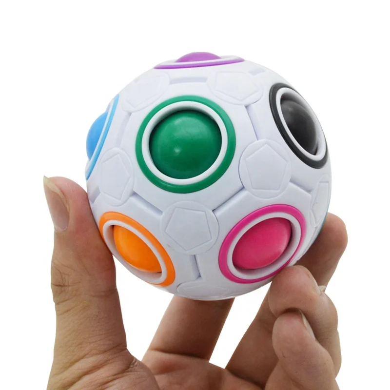 Magic Rainbow Puzzle Ball Speed Cube Ball Puzzle Game Fun Stress Reliever Magic Ball Brain Teaser Fidget Toys for Children