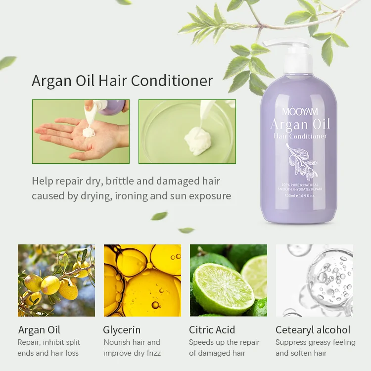 Hot sell natural organic private label hair growth smooth shampoo agran oil & tea tree oil shampoo and conditinoer set