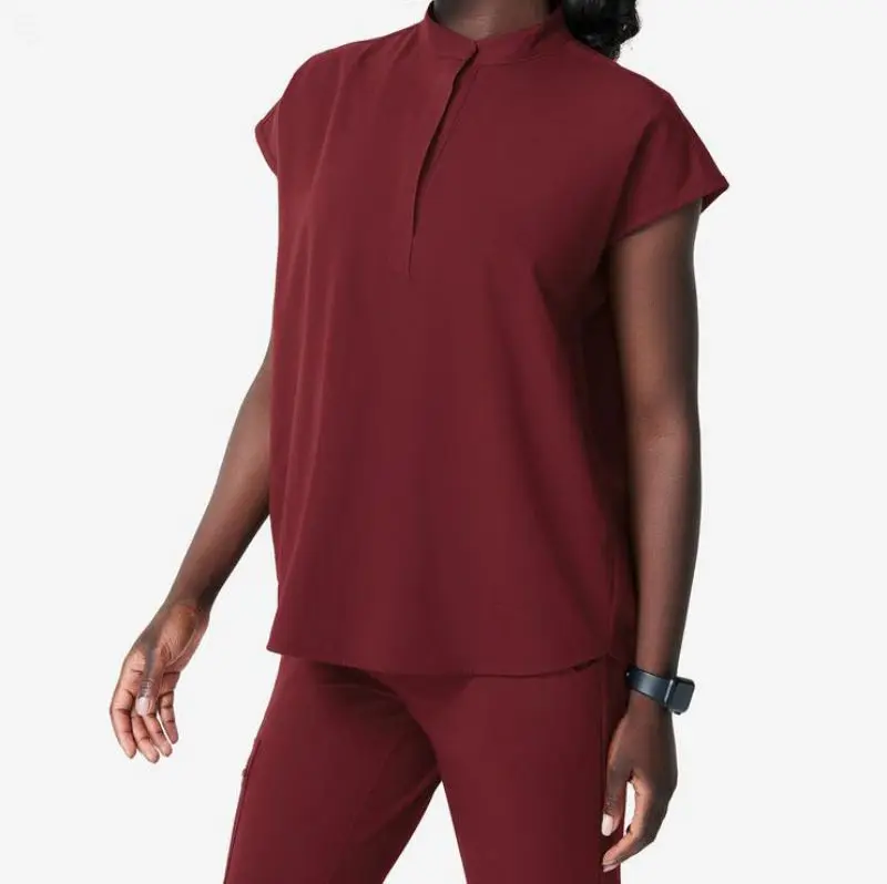 Newly Launch Nursing Scrub Hospital Uniforms Polyester Rayon Spandex Stretchy Fabric Medical Scrubs Set