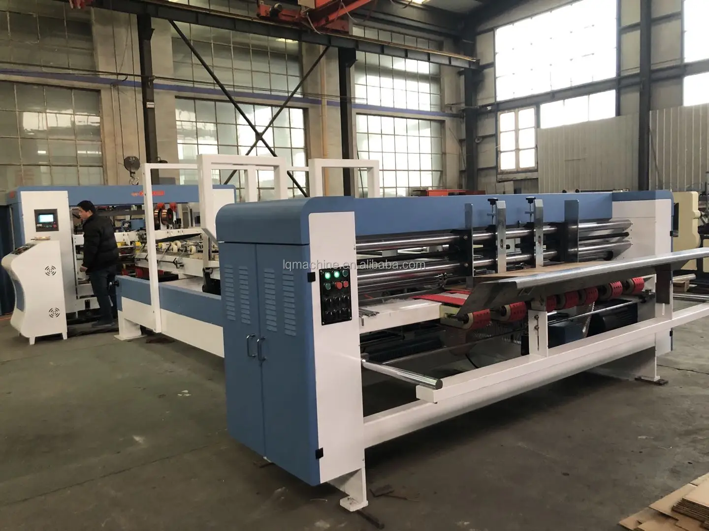 Factory Wire Carton Box Two Piece Semi Automatic Auto Manual Double Servo Corrugated Cardboard Stitching Machine