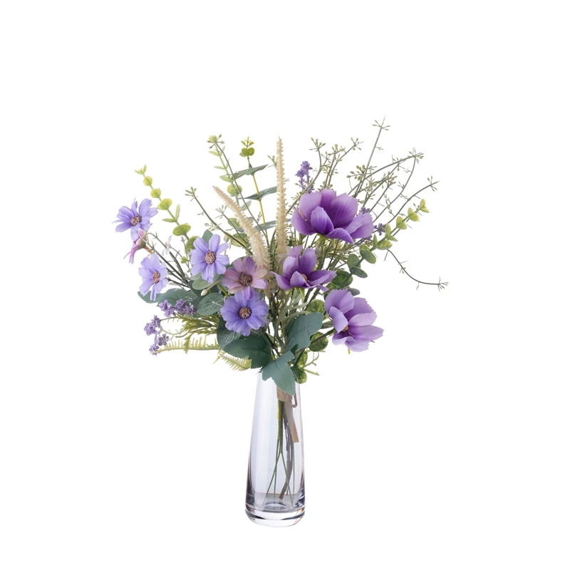 CF01379 Factory Direct Sale Artificial Field Silk Flower Fabric Eucalyptus Plastic Accessories Bundle For Wedding Decoration