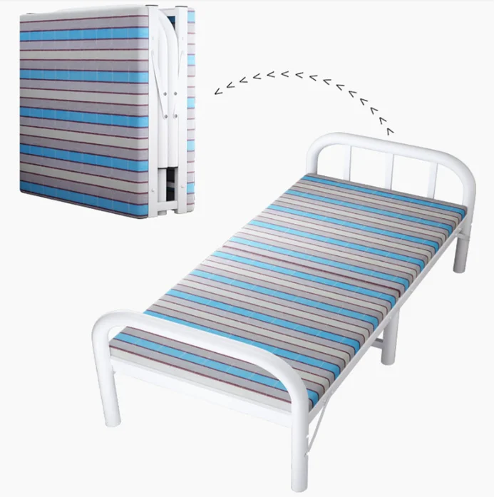 Modern Foldable Single Bed Frame Economical Metal Design for Bedroom School Hotel Hospital Warehouse Use
