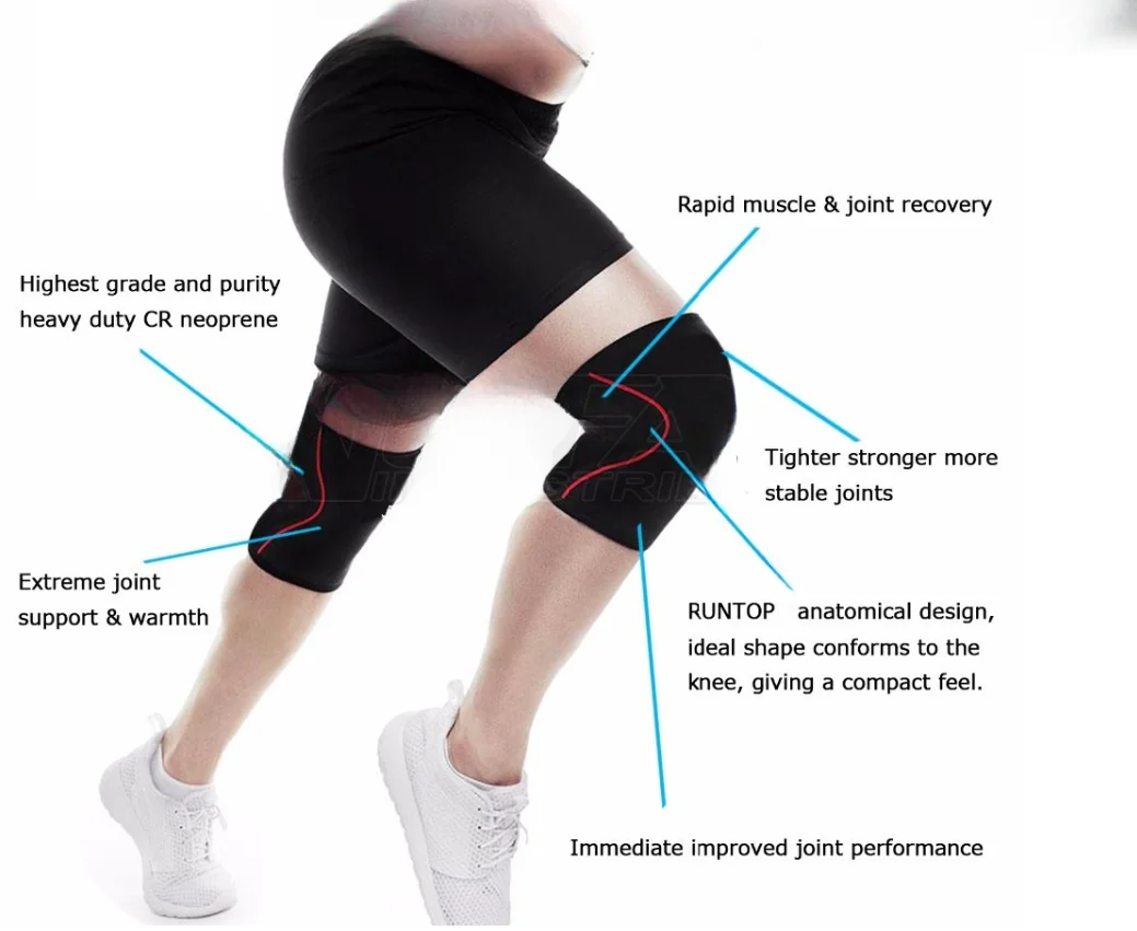 Fitness Neoprene Weight Lifting Gym Stiff Custom Knee Sleeve 7mm Rodillera Brace For Power Lifting