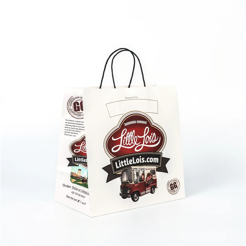 Wholesale custom print logo white kraft paper bag brown kraft paper bags black bag