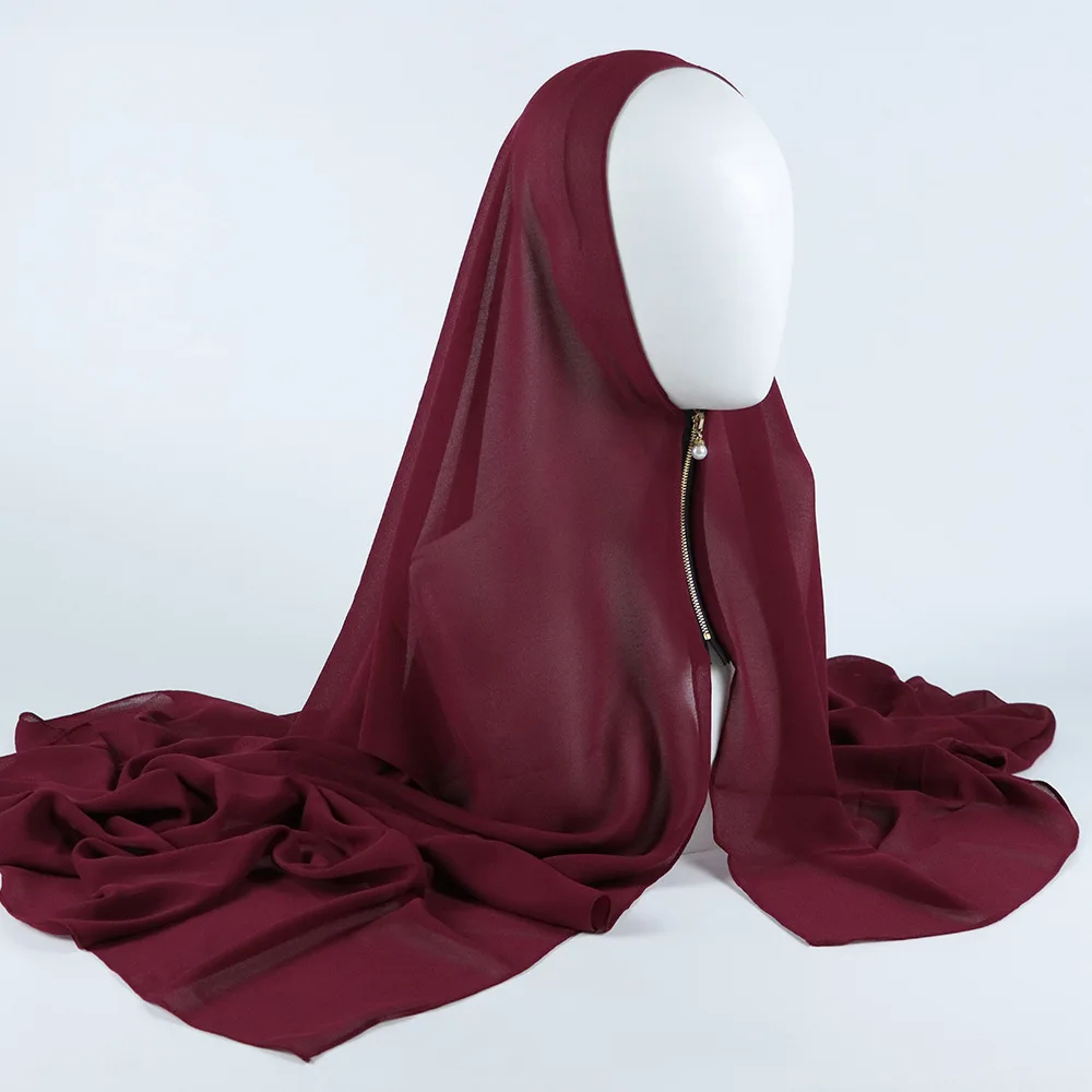 Wholesale  new big lace edge instant chiffon women shawl head hijab scarf muslim hijab supplier for women hijab