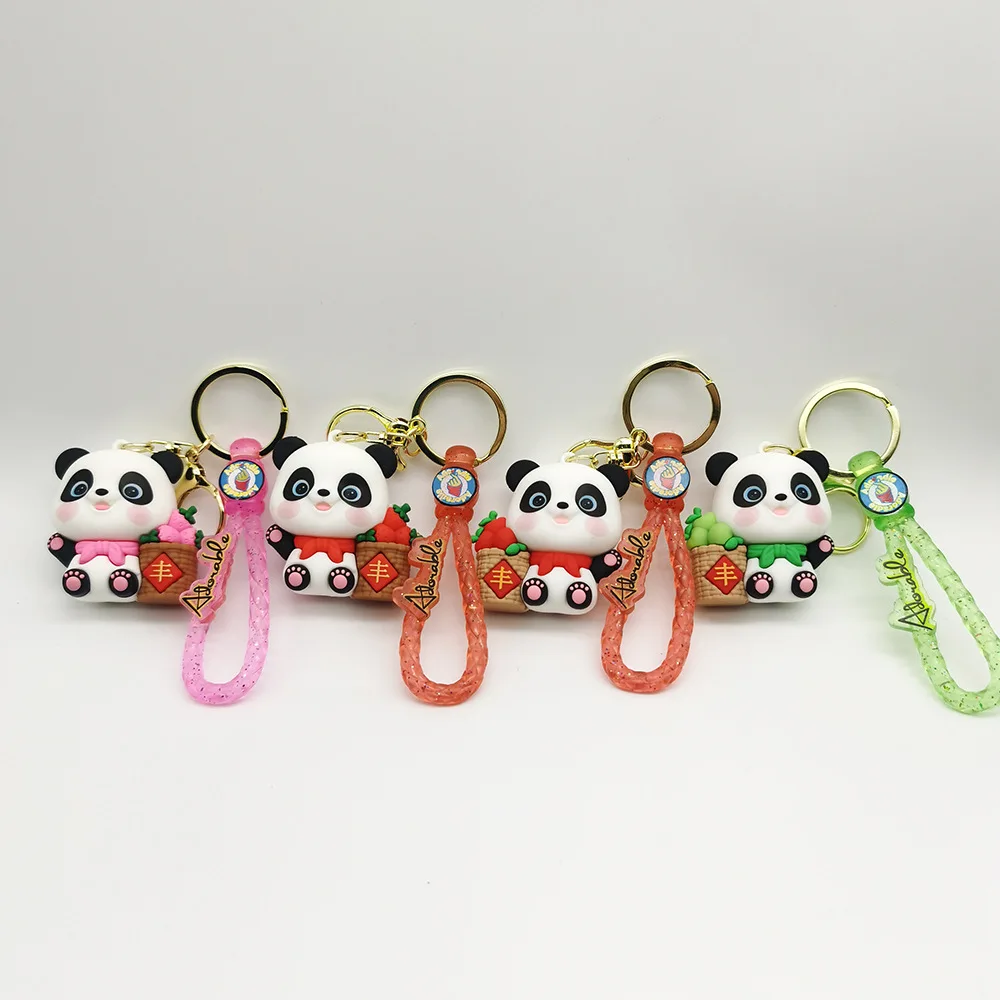 Direct Factory Sale New Harvest Panda Plastic Keychain Car Key Pendant and Bag Hanging Decoration Wholesale Keychain