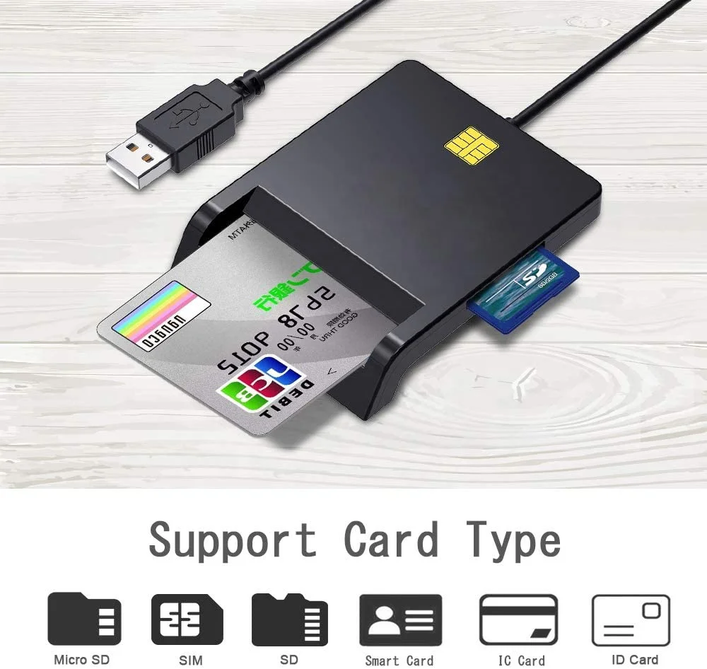  Считыватель смарт-карт USB считыватель карт cvc совместимый с Windows Mac OS и Linux SD MicroSD TF ATM IC