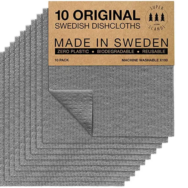 Swedish Sponge Cloth Dishcloths Custom Printed Cotton Cellulose Reusable and Eco-Friendly for Home Kitchen Usage