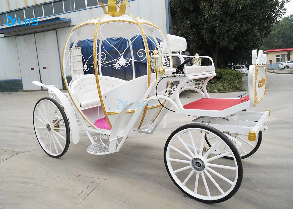 European style pumpkin wedding electric horse buggy  sightseeing caleches horse cart cinderella pumpkin horse carriage for sale