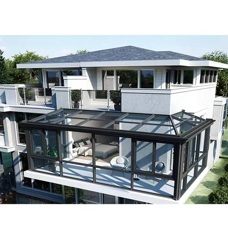 Free Standing Winter Garden Solarium with Aluminum Tempered Glass Polygon Roof Molding Winter Season Sunroom & Glass House