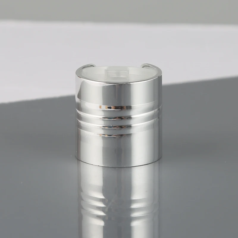 PP&Aluminum 24mm luxury silver disc top cap aluminum disc top cap with thread anti slip