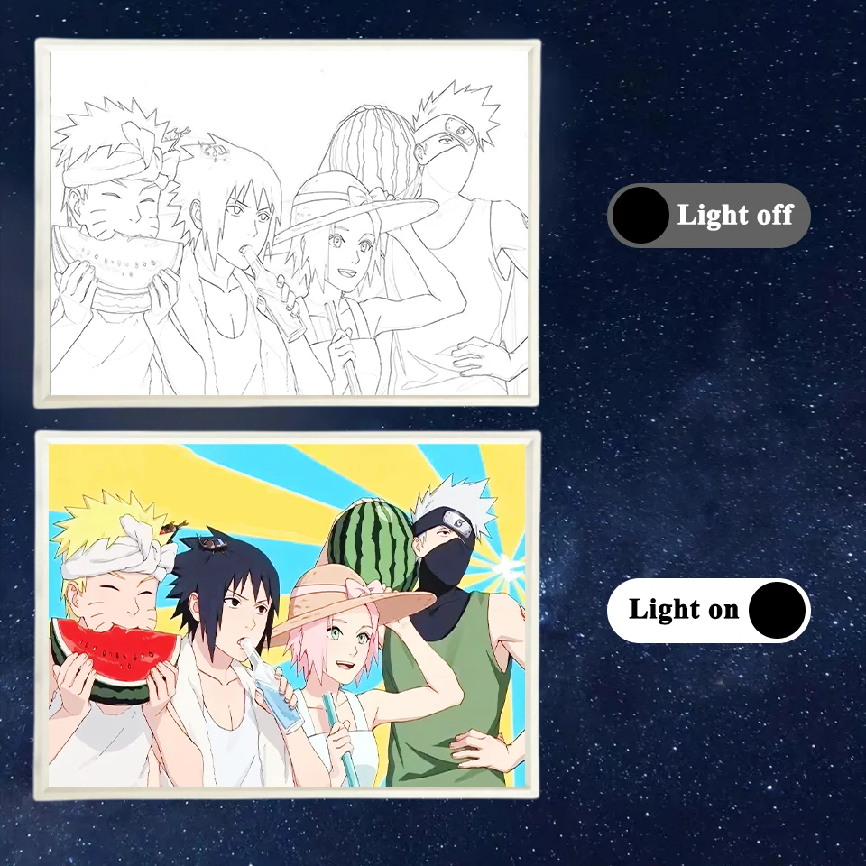 Anime Character ABS Frame Poster Led Strips Shadow Light Box Art Painting With Switch Control 3 Color Mirror Night Light