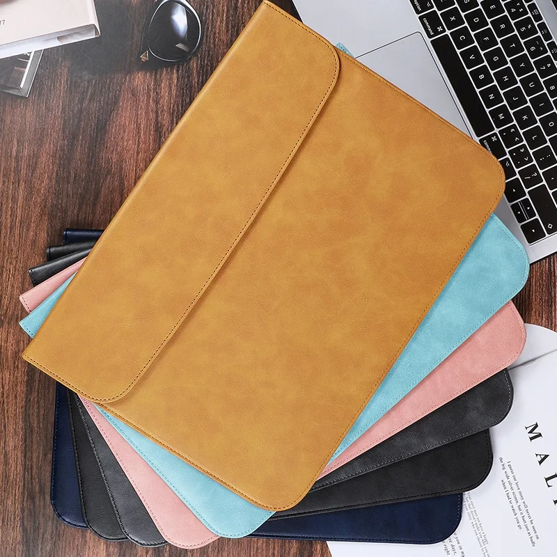 Best seller fashion unisex slim waterproof laptop sleeve case for macbook pro 13 2020 Horizontal Envelope pu leather laptop bag