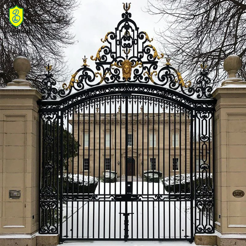 Популярные кованые железные ворота индивидуальные классические металлические высококачественные главные входные