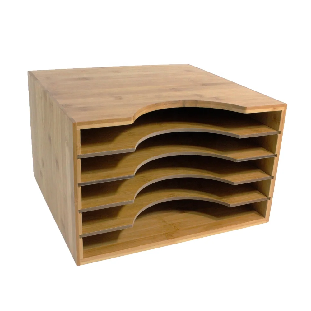 Бамбуковый 5-слойный офисный органайзер для файлов, сортировщик бумаги с 5 полками, лоток для файлов, верхние отделения для хранения, Настольный Органайзер