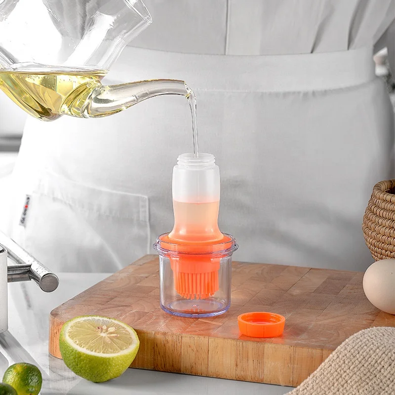 
New arrival silicone baking brush with PS cover and container 