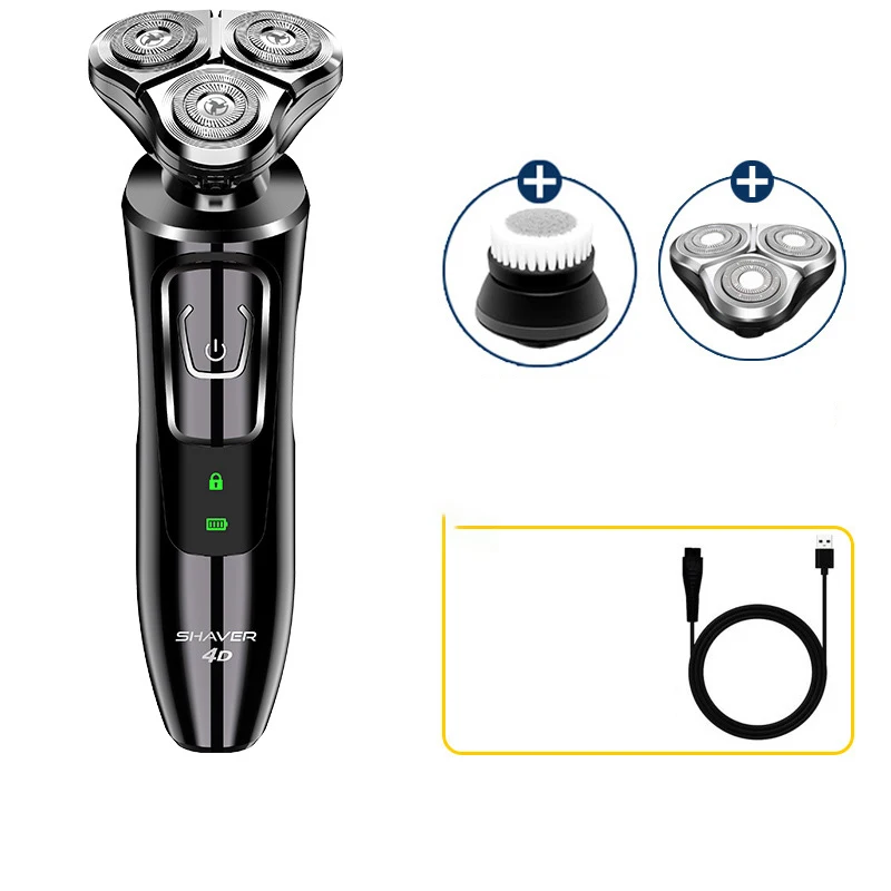 Electric Shaver for Men - 3D Rechargeable Rotary Shaver Wet and Dry Whole Body Waterproof Electric Razor