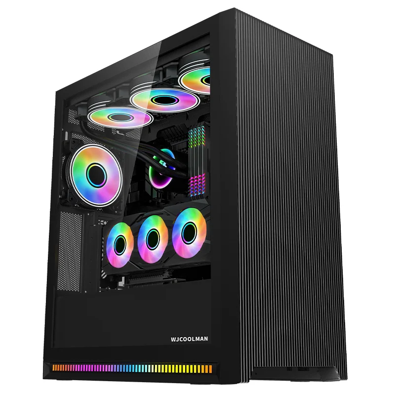 SNOWMAN Full Black PC Gaming Case  Hinge Links Tempered Glass PC Case USB3.0 Powerful Heat Dissipation 410mm GPU High Limit