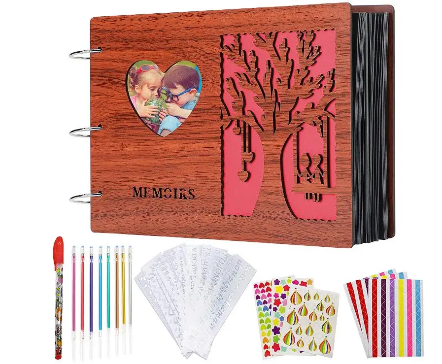 Wooden Scrapbook Supplies Kit Love Scrapbook Couple Souvenir Book Travel Scrapbook Adventure Book 60 Pages