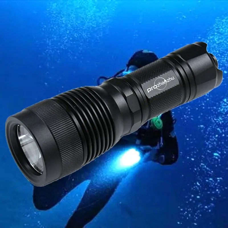 1000 Lumen LED Diving Flashlight IP68 Waterproof Rechargeable 18650 3AAA Battery Rotary ON/OFF