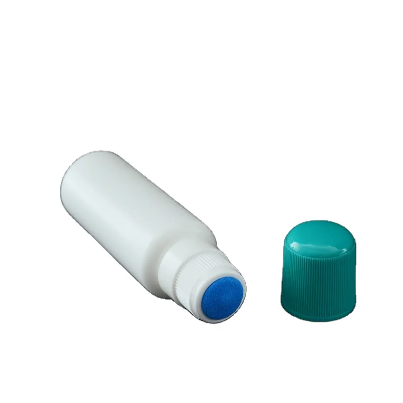 HDPE Liquid Medicine Bottle 30ml to 100ml Capacity with Screw Cap Sponge Top Empty Plastic Container Smear Proof