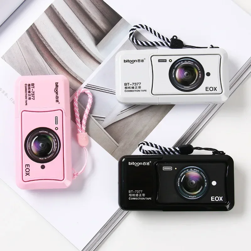 Camera Shape Portable Correction Tape Kawaii White Out Corrector Promotional Gift Stationery Student Prize School Office 10M