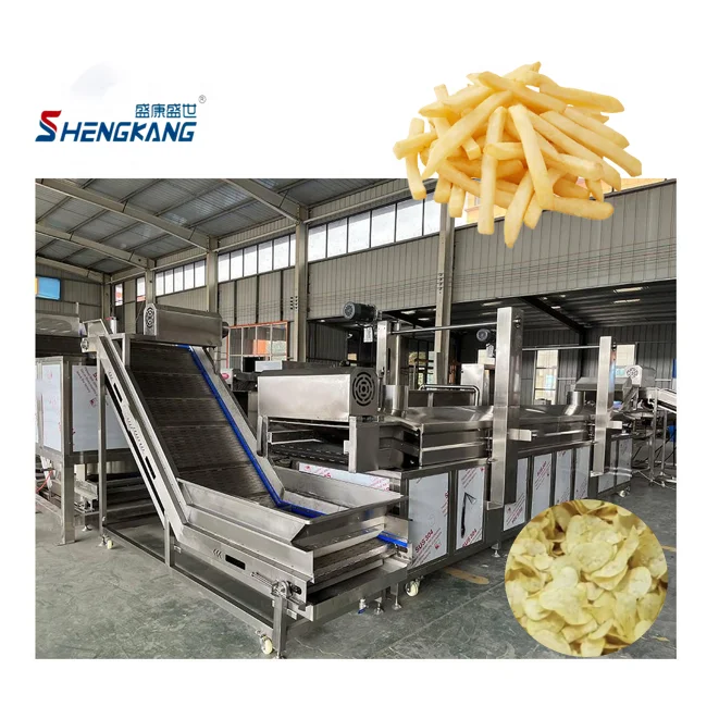 New SK Automatic Continuous Snack Tortilla Chips French Fries Frying Conveyor Belt Deep Fryer Machine on sale