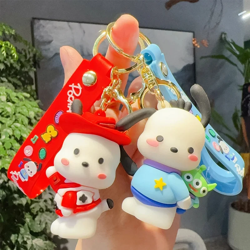 Sanrioo Anime Keychain Cute Cosplay Pochacco Doll Keyring Kawaii Children Toys Women Car Pendant Keychains Christmas Gifts