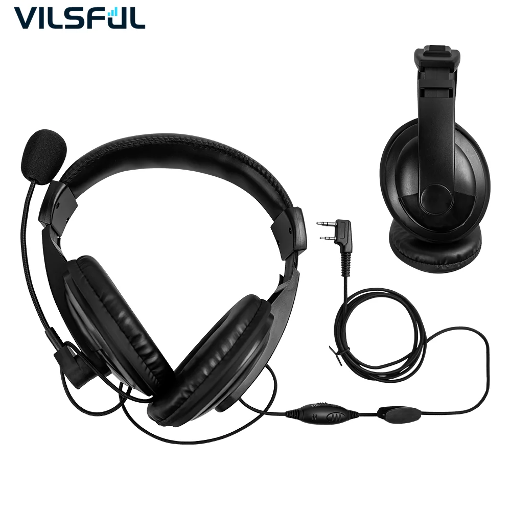 2 Pin Pilot  Headset With Vox PPT Mic for Ken-wood TK-170 TK-32025 TH-2102 Two Way Radio intercom
