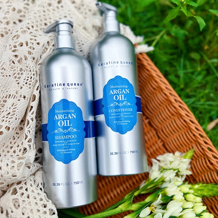 750ml Wholesale Sulfate Free Hotel Hair Care Kit Argan Oil Shampoo & Conditioner Set Nourishes Shiny for Curly Hair Frizz