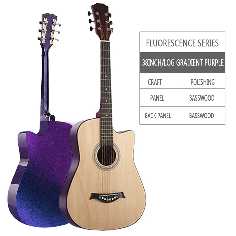 Paisen Chitarra_Acustica_Guitarra Stringed Instrument Gradient Basswood Colorful 38 Inch Beginner Folk Acoustic Guitar For Sale