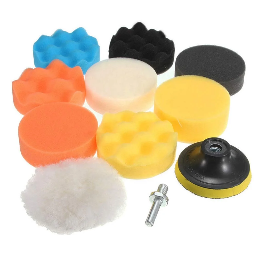 3 Inch 80MM 11PCS Auto Polishing Pad Set Waxed Foam Pad Buffing Pad Kit for Car Bodies Detailing Auto Care