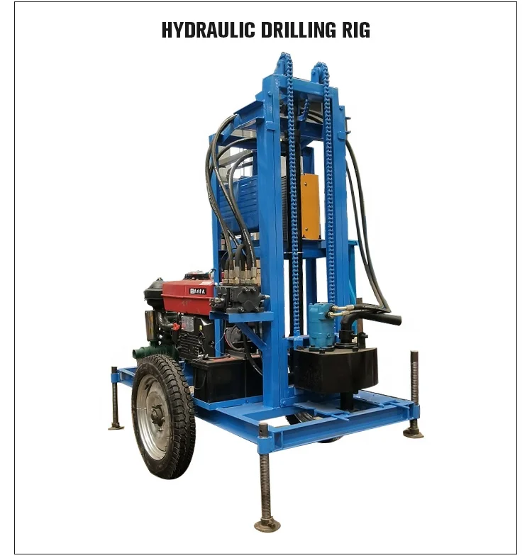 200m Depth Two-Wheels Hydraulic Water Well Drilling Rig With Diesel Engine