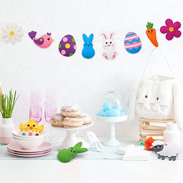 Educational Felt Bunny Sewing Kit Kids DIY Easter Party Favors Toys for Easter Festival