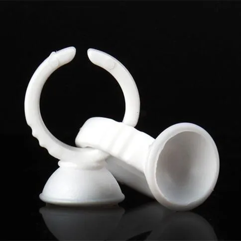 Wholesale eyelash glue rings 100pcs/pack eyelash extension glue rings plastic disposable eyelash glue holder