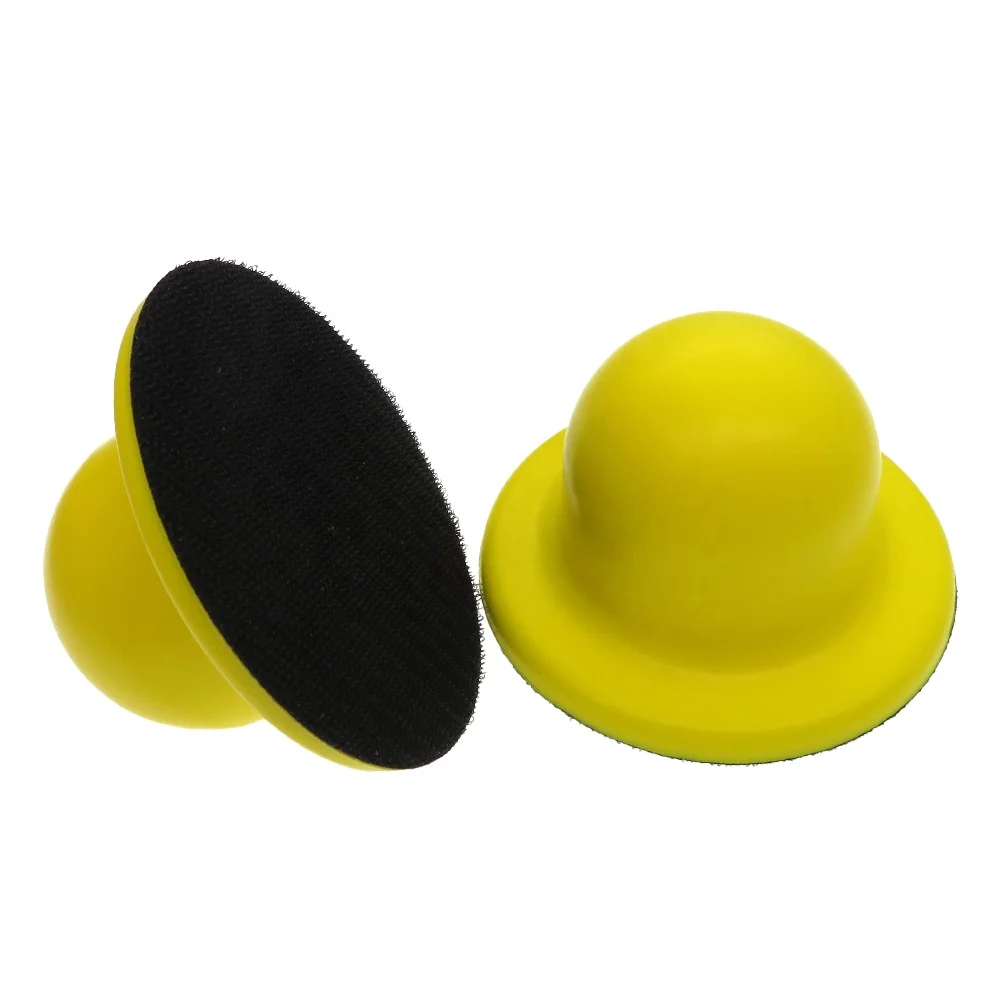 4 Inch Yellow Round Manual Hook and Loop Hand Sanding Pad Sanding Block Hand 98MM Hand Sanding Block For Wood Polishing