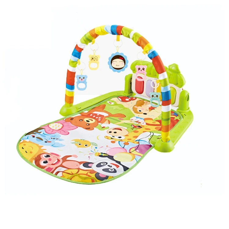 Wholesale newborn fitness  pedal piano toy play mats babies  music game blanket musical piano baby play gym mat with hanging toy