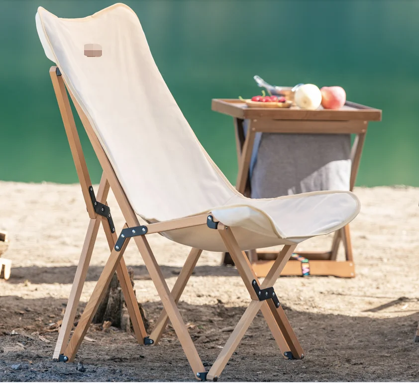 
Outdoor camping chair wooden folding chair beach relax fishing chair 
