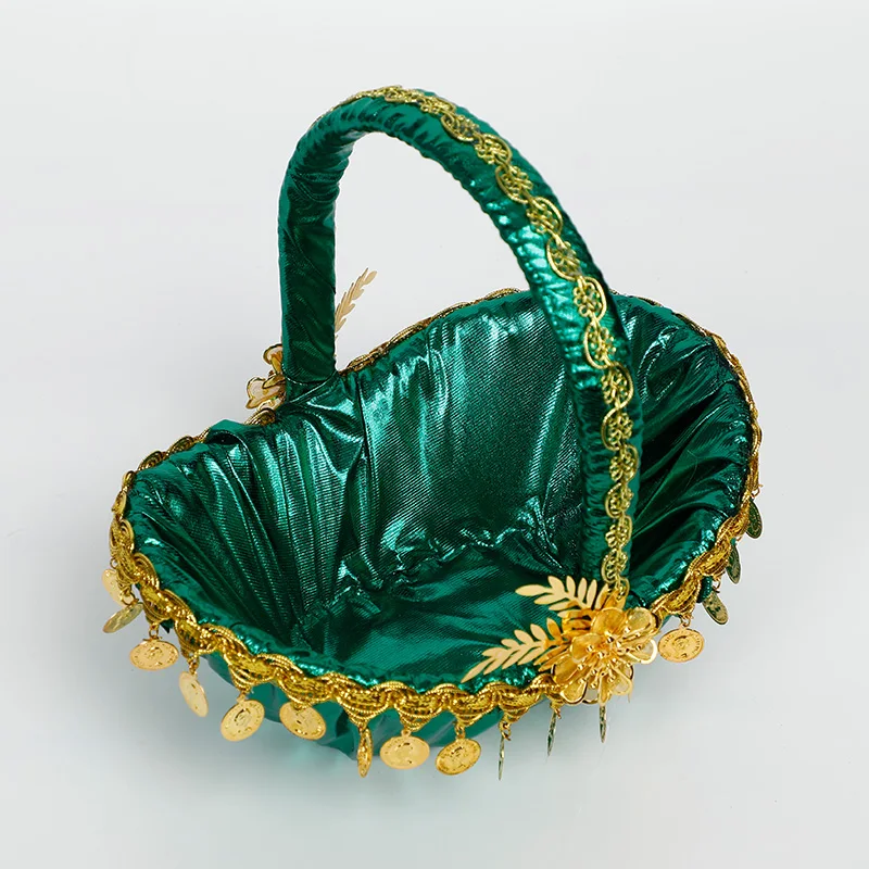 Romantic Wedding Day  Decorate Gold Accessories Flower Basket Girl Married Flower Basket