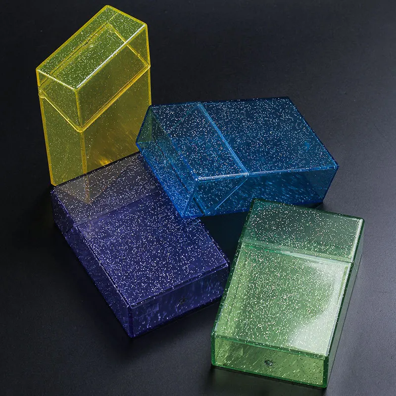 Transparent cigarette box silver powder soft package protective sleeve 20 sticks portable plastic cigarette case