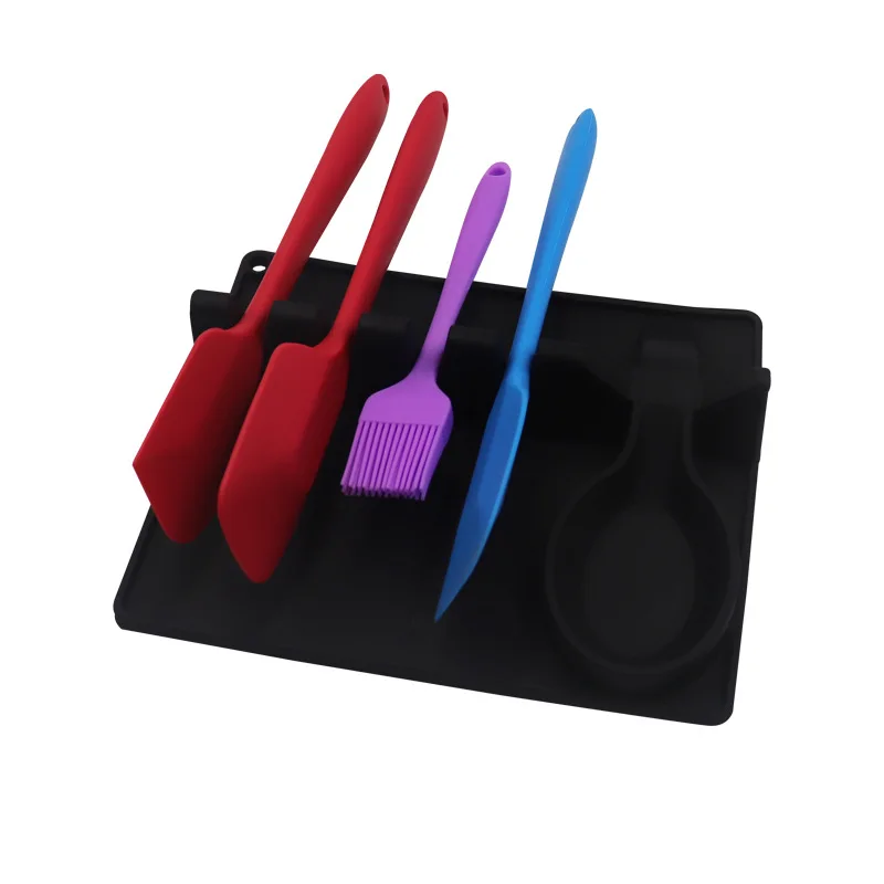 Wholesale New Arrivals Silicone Utensil Rest for Stove Top Multifunction Spoon Rest Kitchen Silicone Spoon Holder with Drip Pad