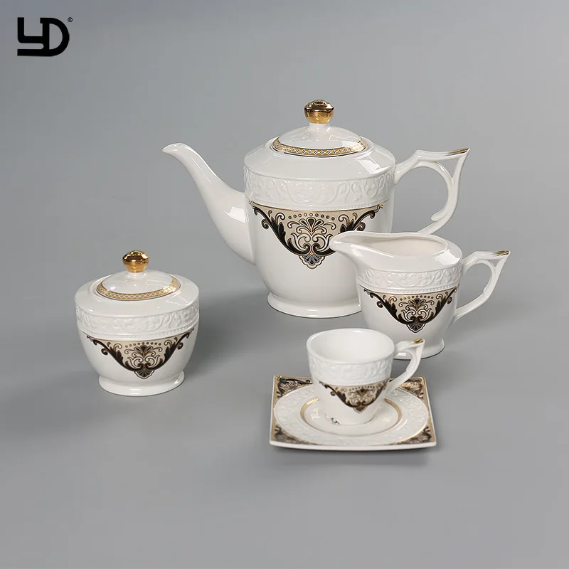 Набор из 6 чайных комплектов, прочная рельефная фарфоровая чашка для кофе, чая и блюдца, чайная чашка из костяного фарфора, 200 мл, 6 чашек, 6 блюдец, 6 ложек